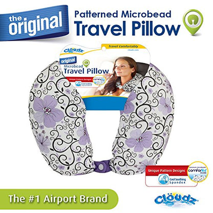 Cloudz Patterned Microbead Travel Neck Pillows - Purple Print