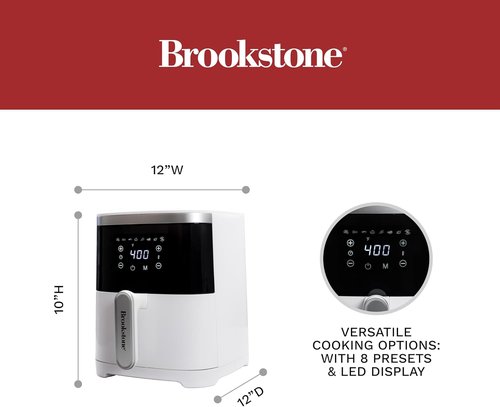 Brookstone Air Fryer - 4.5 Qt, 1300W Oil-Free Kitchen Appliance with LED Display & 8 Cooking Presets