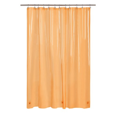 Barossa Design Extra Long Shower Curtain Liner with 3 Magnets - 72" x 84" XL, Waterproof PEVA Lightweight Shower Liner for Bathroom, PVC Free, Metal Grommets - Clear Orange, 72x84