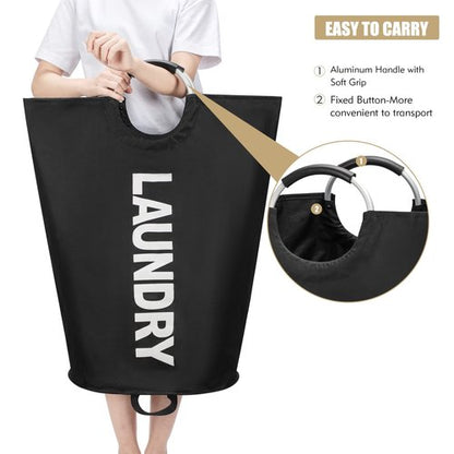 Maxsilan 90L Large Laundry Basket, Freestanding Tall Clothes Hamper, Collapsible Laundry Bag, Black