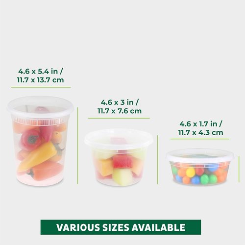 Freshware Food Storage Containers - Leakproof, BPA-Free Deli Containers | 20 Sets of 8/16/32 oz