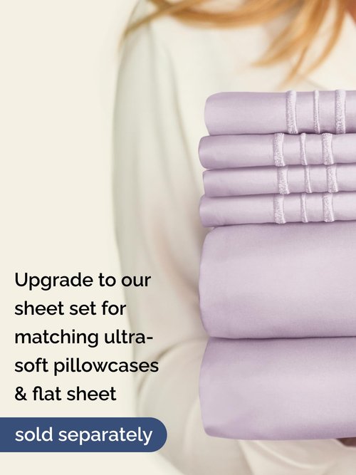 Extra Deep Twin Fitted Sheet - Hotel Luxury Single Fitted Sheet Only - Easily Fits 18 inch to 24 inch Mattress - Ultra Soft, Wrinkle Free with Extra Deep Pockets - Breathable & Comfy - Light Lavender