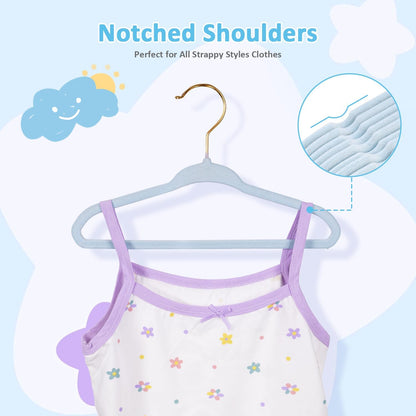 Tonswachic 30-Pack Baby Closet Hangers - Soft Velvet Non-Slip Design for Infant & Toddler Clothes | Blue