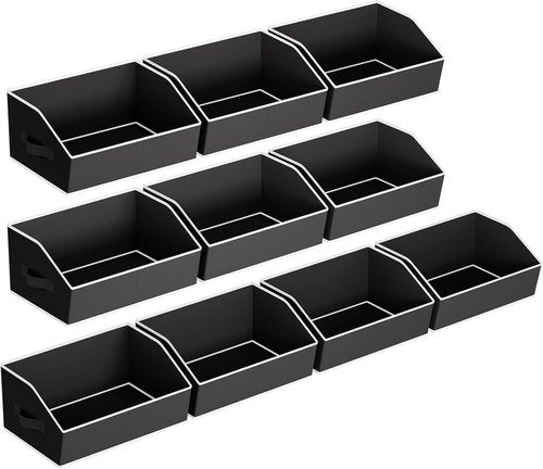 Homsorout Fabric Cube Bins - Trapezoid Collapsible Storage Organizers with Handles | 10 Pack, Black