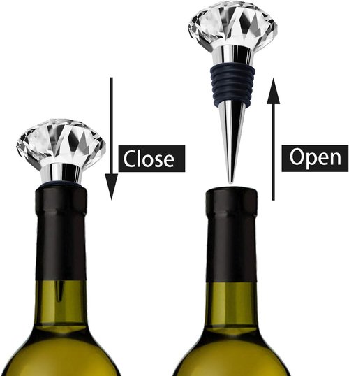 JETKONG 3 Pcs Wine Stoppers Crystal Wine and Beverage Bottle Stopper Diamond Decorative Wine Bottle Stopper (Crystal)
