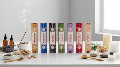 Satya Incense Gift Set - Nag Champa, Dragon's Blood, Sandalwood & More | 15g Variety for Positive Vibes
