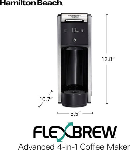 Hamilton Beach FlexBrew Coffee Maker - 4-in-1 Single Serve for Hot & Iced Coffee, 45 oz Reservoir, Black