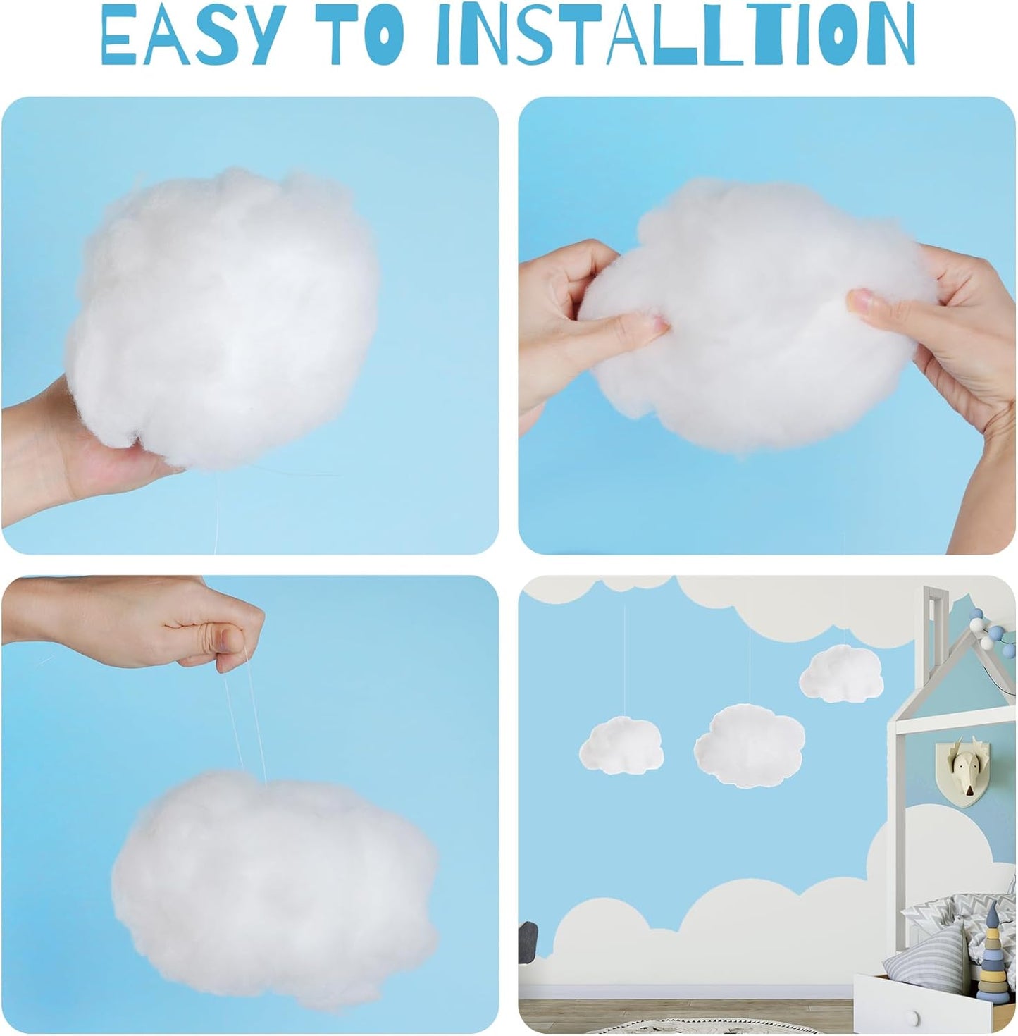 Tiggell 6 Pieces Artificial 3D Cloud Props - Imitation Hanging Ornaments for DIY Room Decor