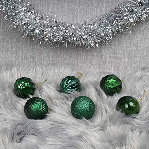 Christmas Tree Ornaments Set - Shatterproof Dark Green Baubles for Holiday Decor 60mm