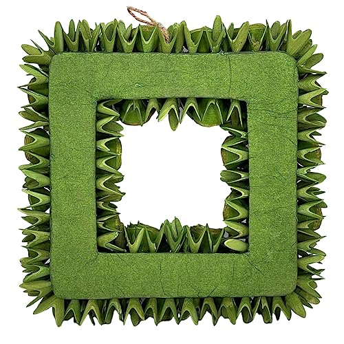 19-Inch Woodchip Rose Wreath - Rustic Holiday Front Door Decor - Green