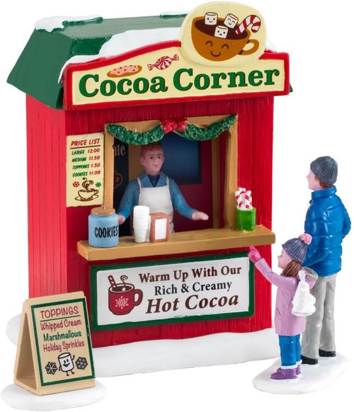 Lemax Cocoa Corner - Set of 3 Charming Holiday Decor Figurines for Festive Displays