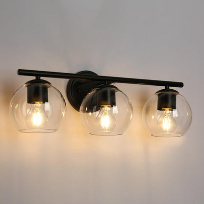Bathroom Light Fixtures, 3 Light Black Vanity Lights Modern Farmhouse Bathroom Vanity Lighting with Globe Glass Shade