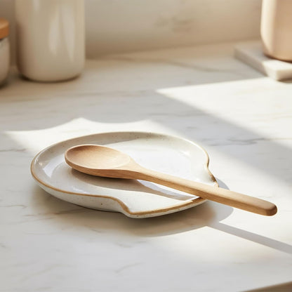 Skiennix Ceramic Spoon Rest - Stylish & Easy-to-Clean Spoon Holder for Kitchen Countertop | Dishwasher Safe