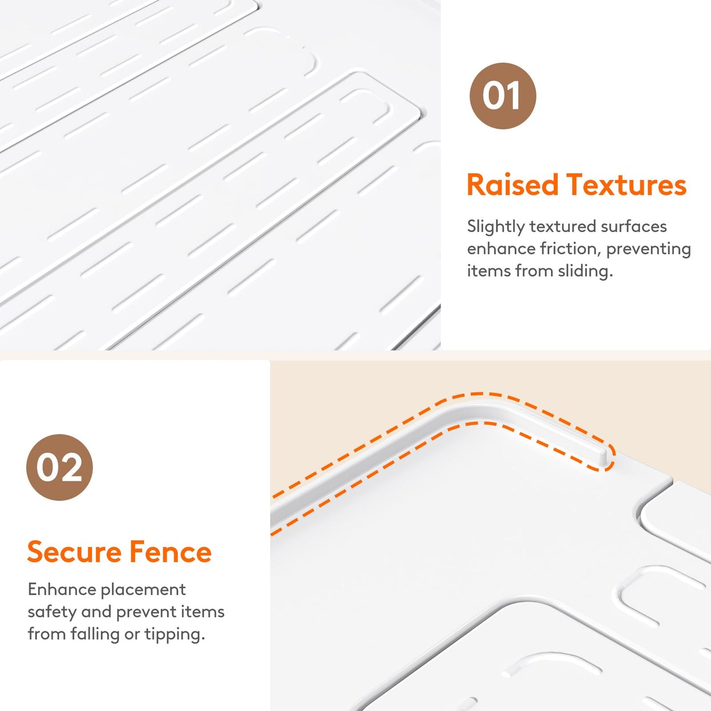 Lifewit Cabinet Shelf Organizer, Expandable Countertop Kitchen Shelves, Plastic Shelf Riser for Pantry Kitchen Storage and Spice Rack, Set of 3, White
