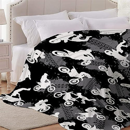 Motorcycle Dirt Bike Blanket for Kids and Boys - 80x60 Inches Gift