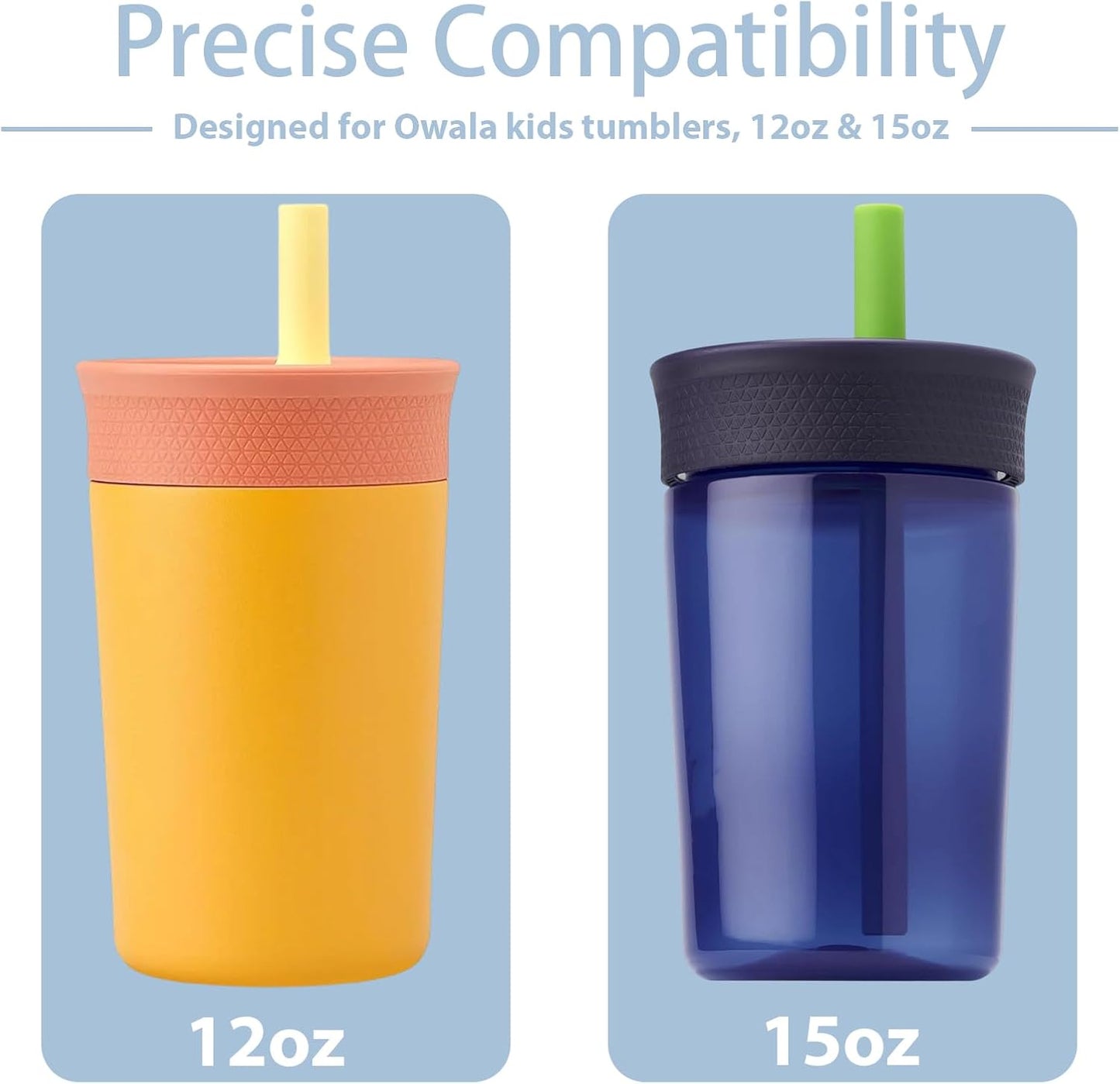 Owala Stainless Steel Straw Set - 8 Replacement Straws for 12oz & 15oz Tumblers | Includes 2 Cleaners