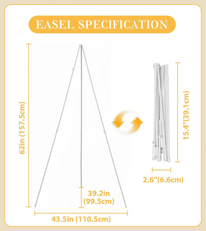 Skiennix Display Easel Stand - Lightweight Tripod with Carry Bag | Adjustable for Outdoor Painting & Events, 1PC White