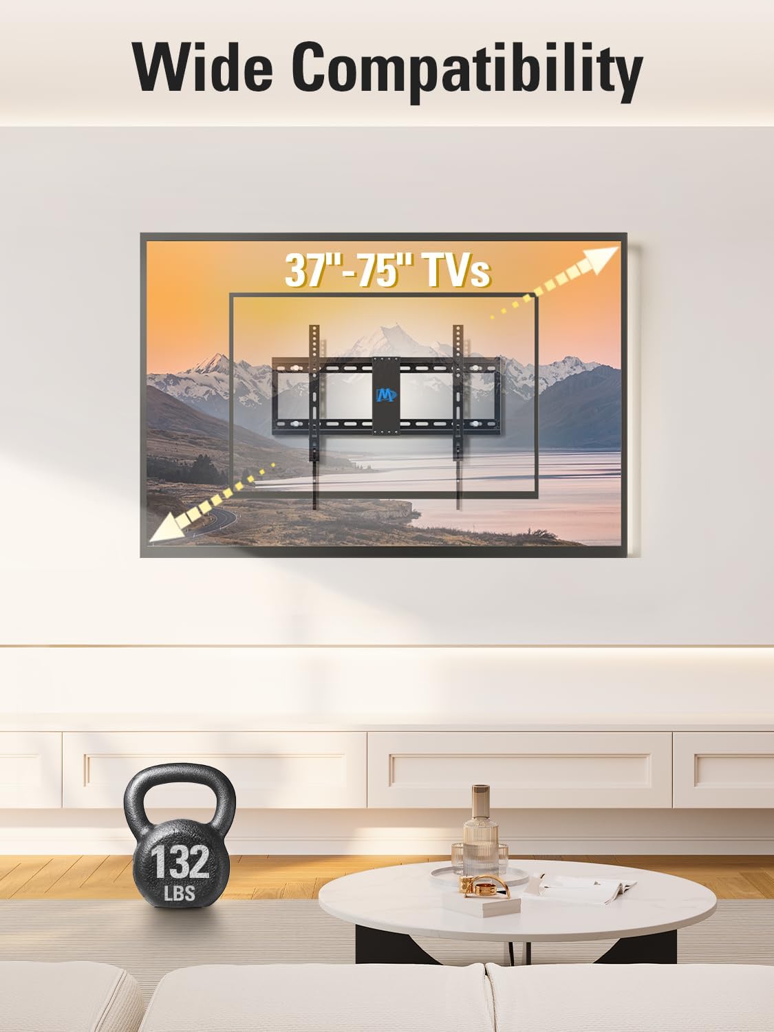 Mounting Dream TV Wall Mount - Universal Tilt Design for 37-75 Inch TVs | Supports Up to 132lbs