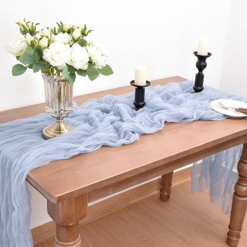 Joanlody Blue Cheesecloth Table Runner - Rustic 10Ft Boho Decor for Weddings & Showers