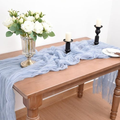 Joanlody Blue Cheesecloth Table Runner - Rustic 10Ft Boho Decor for Weddings & Showers