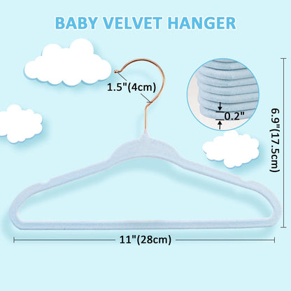 Tonswachic 30-Pack Baby Closet Hangers - Soft Velvet Non-Slip Design for Infant & Toddler Clothes | Blue