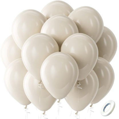 Bezente White Sand Latex Party Balloons - 100 Pack 12 inch Round Helium Sand White Boho Balloons for Easter Engagement Birthday Wedding Bridal Shower Gender Reveal Party Decoration