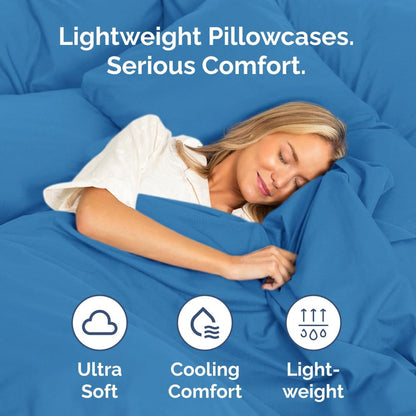 Standard Pillow Cases Set of 2 | Ultra-Soft Hotel Quality Covers - Comfy, Wrinkle-Free, Stain Resistant - Royal Blue