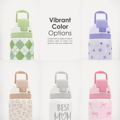 Bow Insulated Stainless Steel Water Bottle - 32oz with Straw for Sports & Travel | Purple Gift for Women & Teens