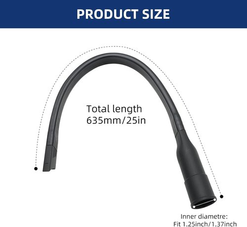 Flexible Vacuum Crevice Tool - 25" Attachment for 1-1/4" or 1-3/8" Hoses | Perfect for Tight Spaces