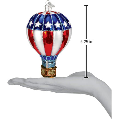 Old World Christmas Patriotic Hot Air Ballon Glass Blown Ornament for Christmas Tree