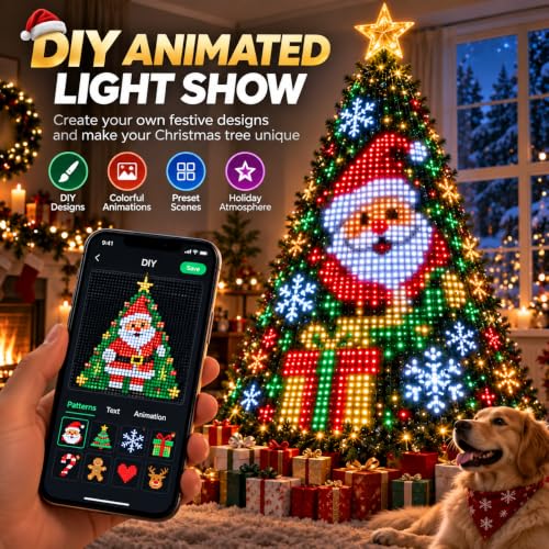 Smart Animated Christmas Tree Lights - DIY Pixel Light Show 6.9ft/2.1m (400 Lights) - App & Remote Control