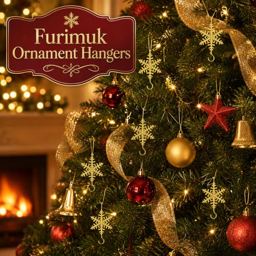 Gold Snowflake Christmas Ornament Hooks - Durable & Reusable Decorative Hangers