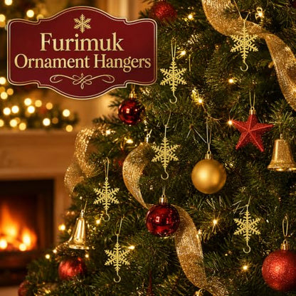 Gold Snowflake Christmas Ornament Hooks - Durable & Reusable Decorative Hangers