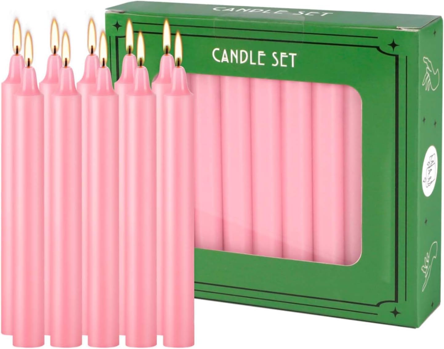 YOROXRG Mini Unscented Taper Candles - 40 Pack, 4 Inch Tall, Perfect for Weddings, Parties & Home Décor | Pink
