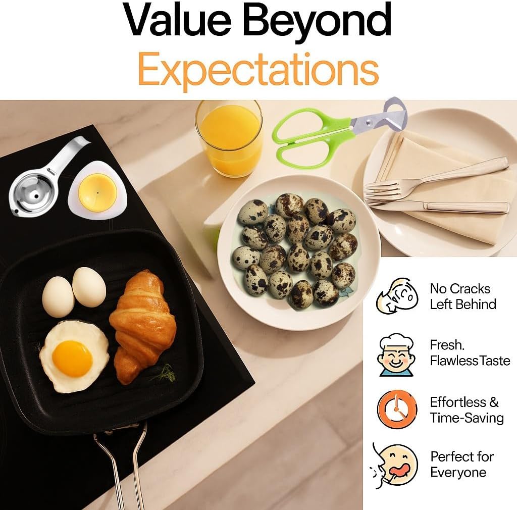 Skiennix Quail Egg Scissors Set - Stainless Steel Egg Yolk Separator & Cutter for Quick Breakfast Prep | 5PCS