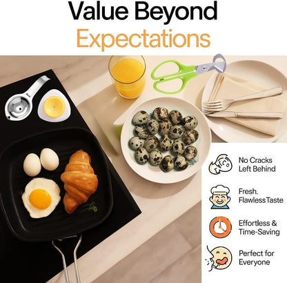 Skiennix Quail Egg Scissors Set - Stainless Steel Egg Yolk Separator & Cutter for Quick Breakfast Prep | 5PCS