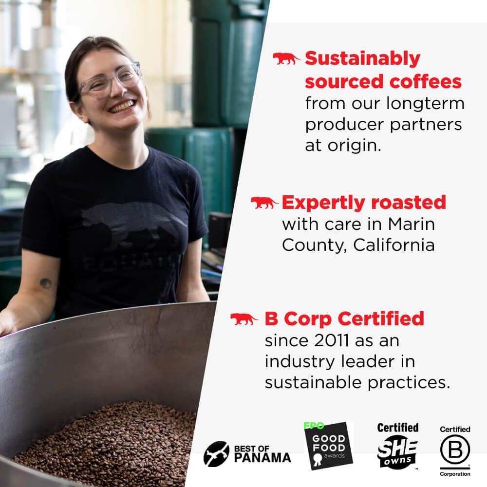 Equator Coffees, Jaguar Espresso, Organic Fine Ground Coffee, Dark Roast, Fresh Roasted, Hazelnut, Chocolate & Apricot Flavor Notes, Sustainable and Fair Trade Certified, for Moka Pots, 10.5 oz Bag