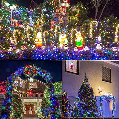 WATERGLIDE 4 Pack 50 LED Outdoor Christmas String Lights - Multicolor, 16ft Battery Operated, 8 Modes & Timer