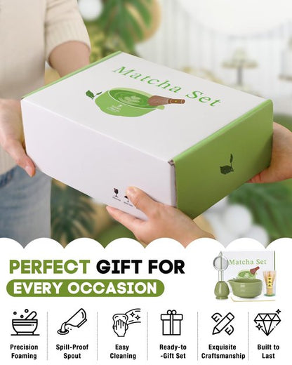Matcha Whisk Set - 5PCS Matcha Set Includes 17OZ Chawan with Spout, Bamboo Chasen Whisk with Ceramic Holder, Matcha Scoop and Stainless Sifter, Matcha Kit for Ceremony, Gift for Matcha Lovers