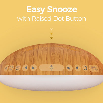 REACHER Sunrise Alarm Clock - Wood Grain Design with 26 Sleep Sounds & Dimmable Nightlight | Perfect for Kids & Adults