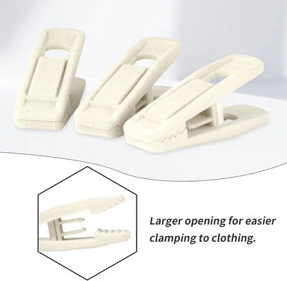 Tinfol Ivory Velvet Hanger Clips - 24 Pack Strong Flocked Clips for Slim-Line Clothes Hangers