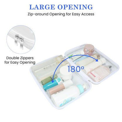 4Pack Zippered Hard Pouch, Clear Hard Shell Zipper Case, Clear Plastic Pouches Travel Bags for Kids, Storage for Building Blocks, Puzzles, Cosmetics, Crafting Supplies