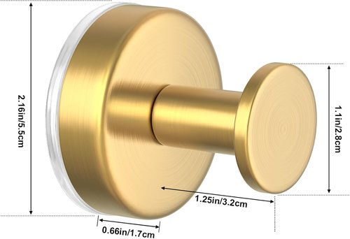HUFEEOH Suction Cup Hooks - Removable Wall Hanger for Bathroom & Kitchen | 2 Pack O Shape - Gold