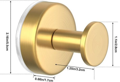 HUFEEOH Suction Cup Hooks - Removable Wall Hanger for Bathroom & Kitchen | 2 Pack O Shape - Gold