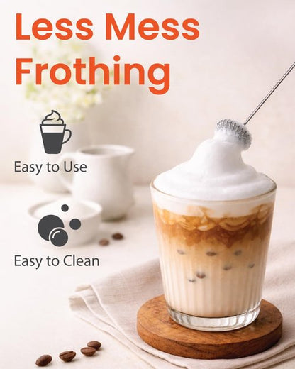 Elementi Powerful Frother Wand – Lightweight Milk Frother & Drink Mixer Handheld, Matcha Whisk for Dreamy Lattes, Powerful Coffee Mixer Wand & Blender Stirrer - Make Creamy Cappuccinos at Home (Black)