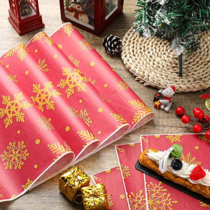 Christmas Wax Paper Sheets Snowflake Design Pack of 150 - Greaseproof & Waterproof