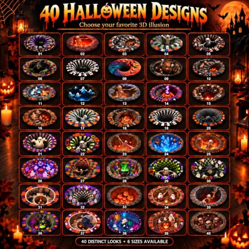 Mystic Cat Halloween Vortex Optical Illusion Rug - 20-Inch Round