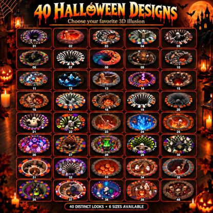 Mystic Cat Halloween Vortex Optical Illusion Rug - 20-Inch Round
