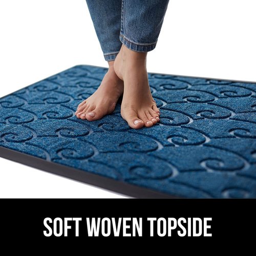 GORILLA GRIP 100% Waterproof All-Season WeatherMAX Doormat, 72x24, US Designed Natural Rubber, Stain and Fade Resistant, Low Profile Indoor Outdoor Door Mats, Easy Clean Patio Mat, Ocean Blue Waves