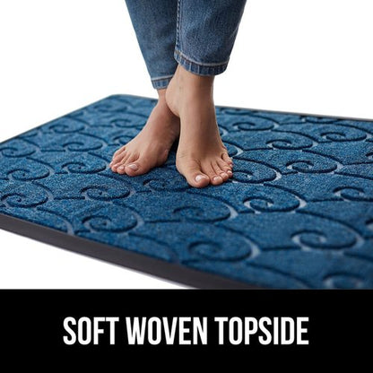 GORILLA GRIP 100% Waterproof All-Season WeatherMAX Doormat, 72x24, US Designed Natural Rubber, Stain and Fade Resistant, Low Profile Indoor Outdoor Door Mats, Easy Clean Patio Mat, Ocean Blue Waves